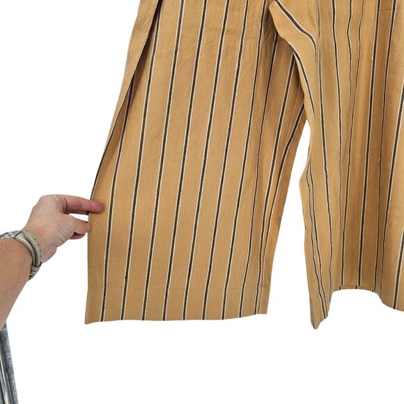 J. Jill Linen Stretch Paper Bag Waist Pants LP Wide Leg Crop Pull On Coastal - Picture 10 of 11